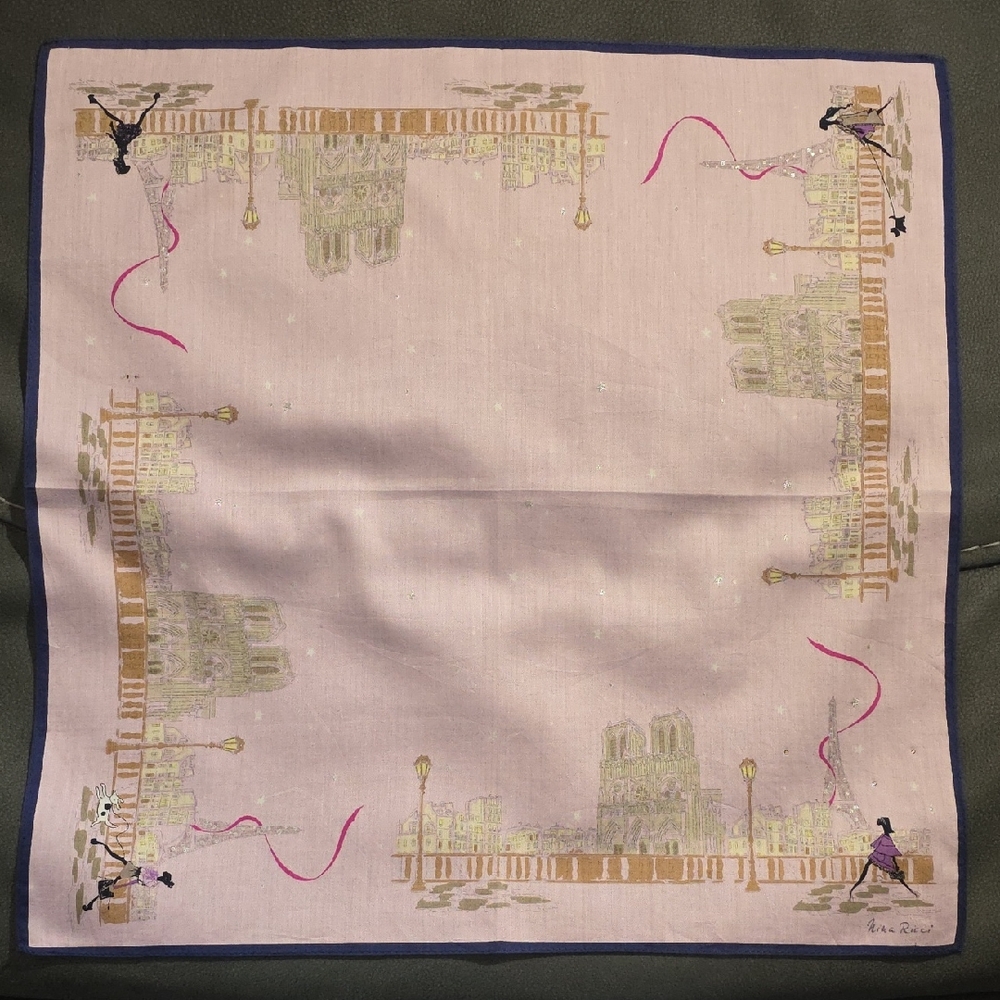 Vintage Nina Ricci Artistic Scarf in Pink and Purple